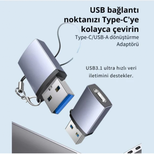 USB 3.1 To Type-C Dönüstürücü Adaptör Mini Otg 10GBPS Veri Aktarım USB Dönüştürücü